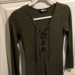 Olive Green Long Sleeve Dress